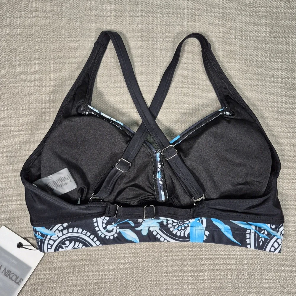 Hanna Nikole Womens Bikini Set Blue Paisley High Waisted Tummy Control New‎ M
